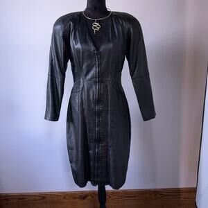 Vintage Yucatan Bay Black Genuine Leather Dress – Style 44562 – Size M